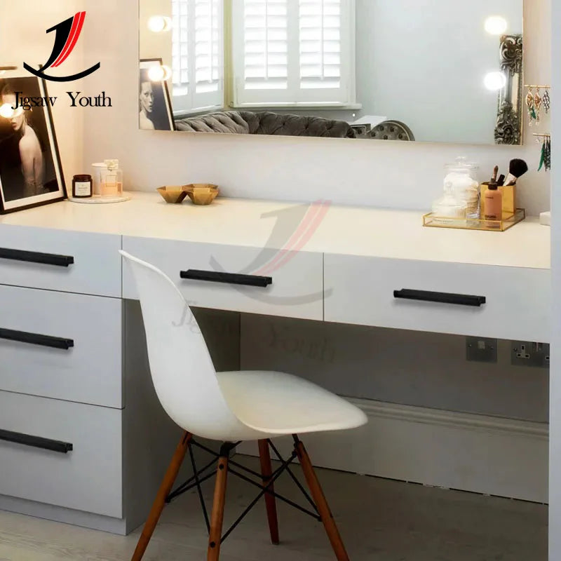 64mm-320mm Kitchen Cabinet Storage Handles Closet Wardrobe Dressers Black Door Handle Drawer Pulls Knobs Hardware accessories