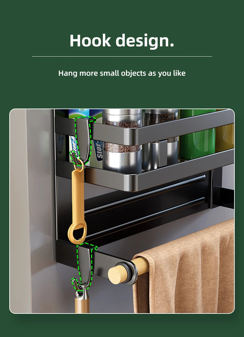 2-3Layer Magnetic Refrigerator Organizer Kitchen Storage Shelf Adhesive Towel Holder Side Mount Rack Home Kitchen Organization