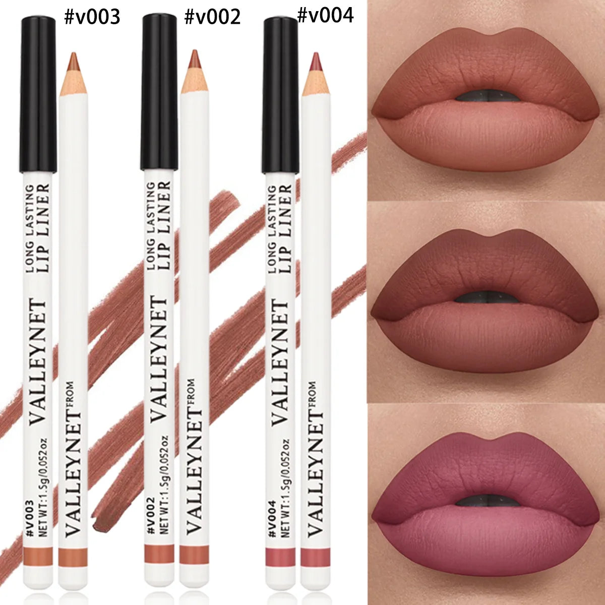 3pcs/set Lip Liner Eyeliner Set  Long Lasting Matte Waterproof Lipstick Lip Liner Women's Lip Makeup, Matte Lip Liner