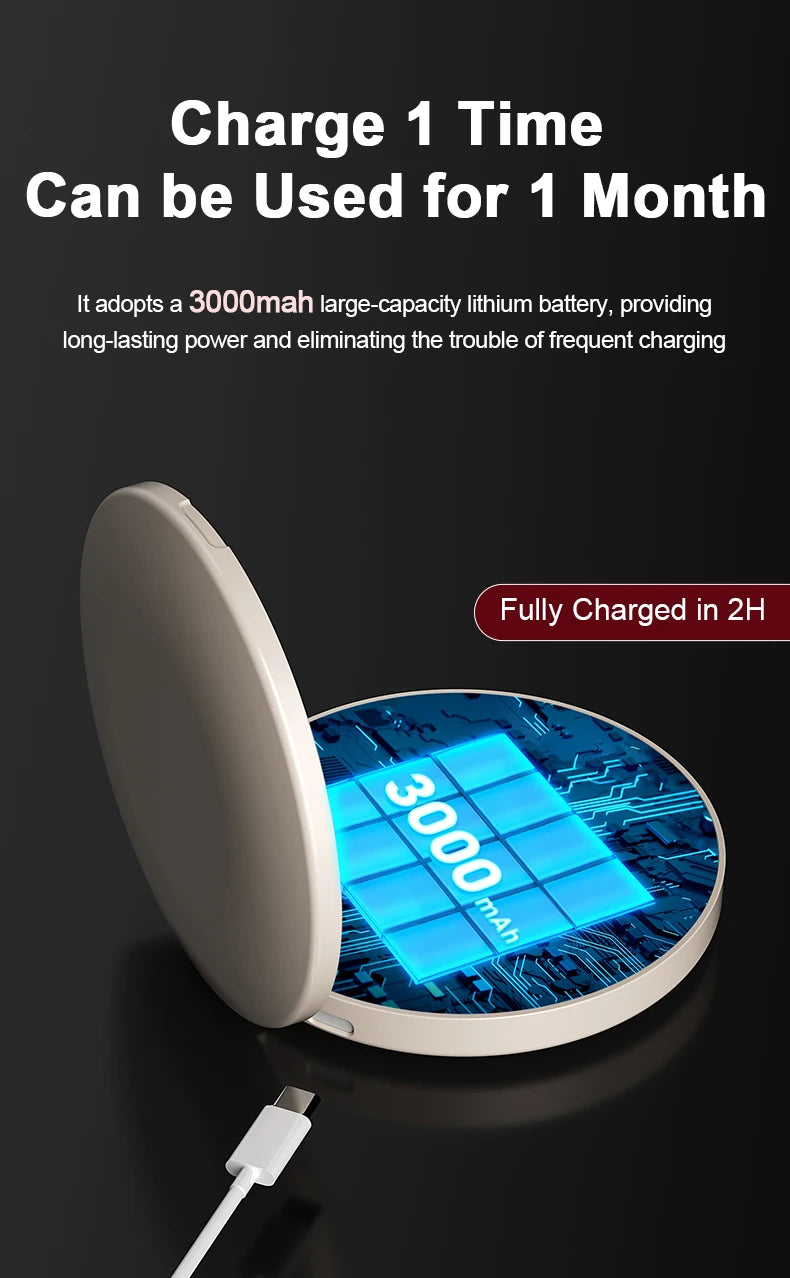 Mini Portable Makeup Mirror 2.8-Inch Display Smart LED Sunscreen Detection Compact Travel Size for Beauty On-the-Go