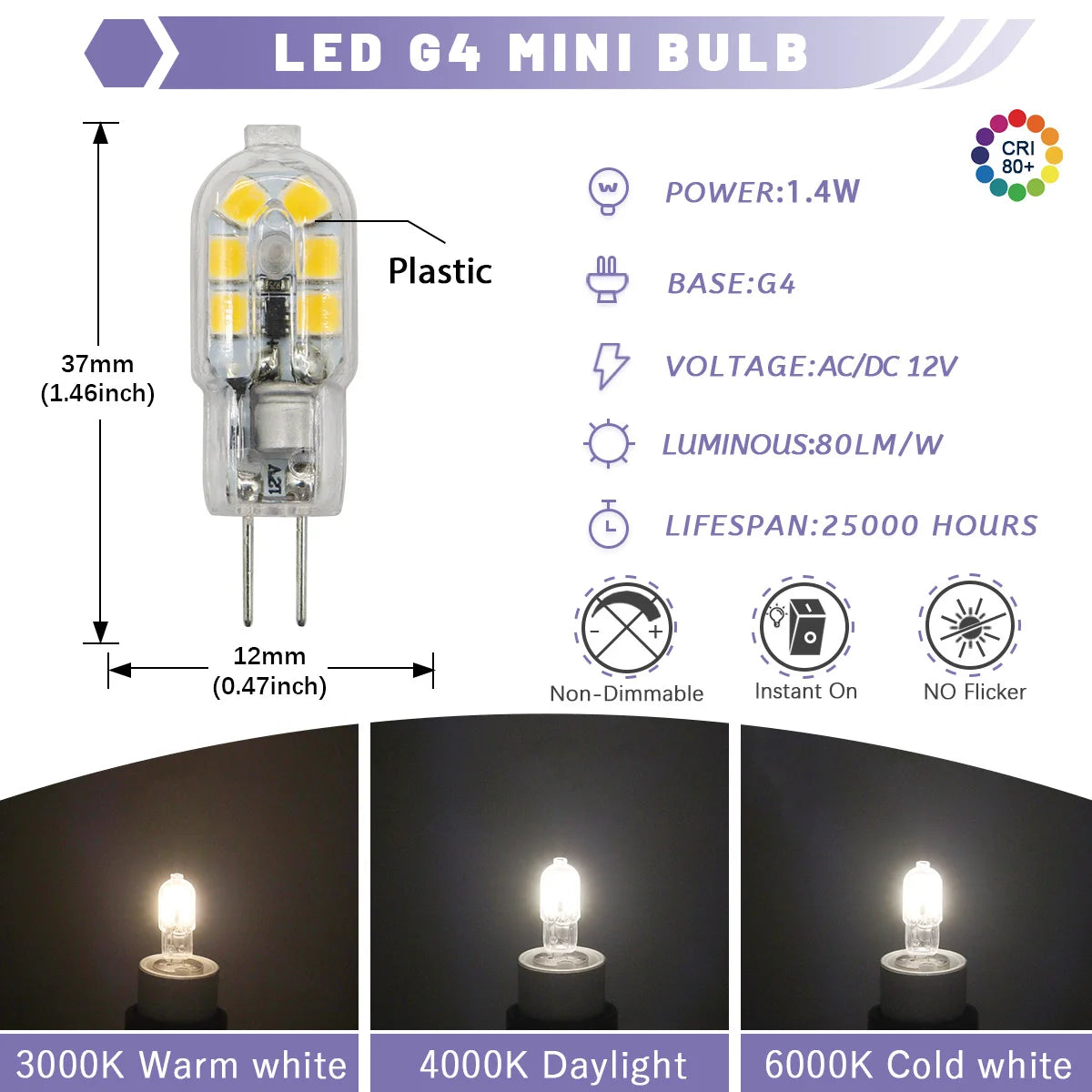 10PCS G4 12V COB LED 3W Bead Replacement Halogen 20W Bulb 3000K 4000K 6000K Light Crystal Pendant Light Replacement Light Source