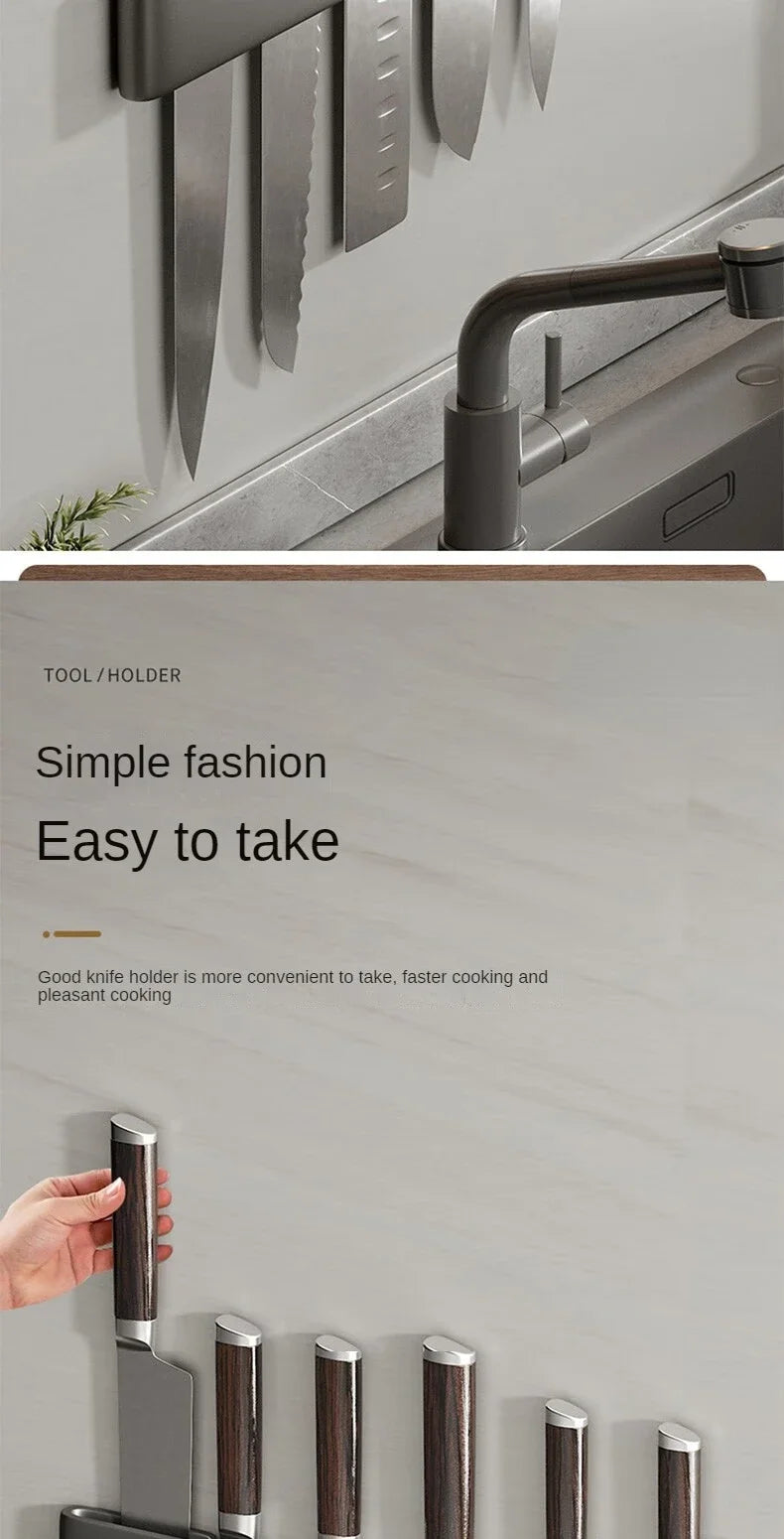 Wall-mounted Knife Organizer Kitchen Multifunctional Shelf Household Kitchen Knife Knife Storage Kitchen Storage Accessories