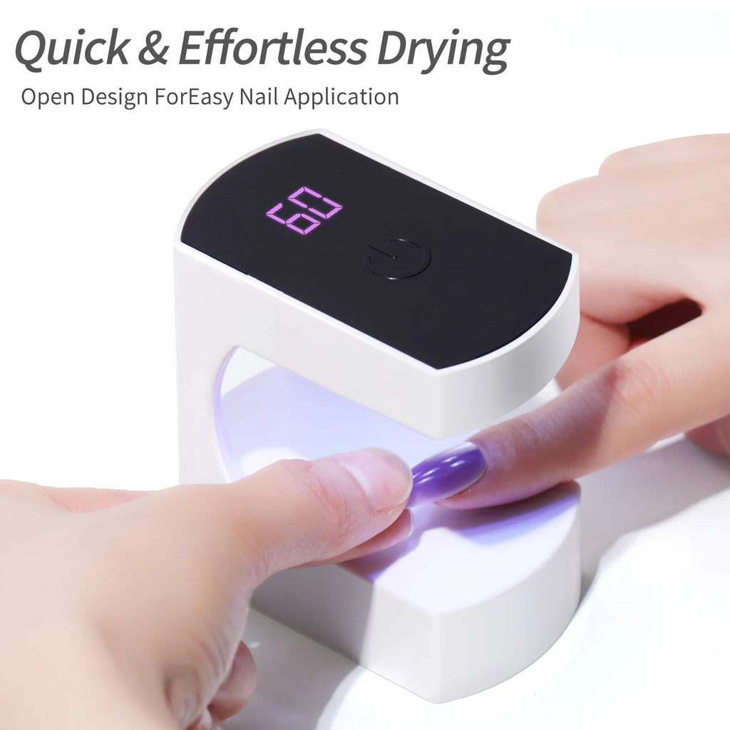 YIKOOLIN Mini LED Nail Lamp with Timer Quick-Dry Light Portable Travel Nail Dryer for Manicure Art DIY Nail Art