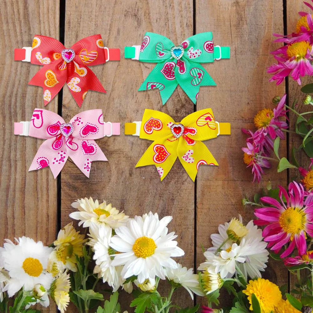 20pcs Dog Bow Tie Love style Pet Supplies Valentine's Day Samll Dog Bowtie Pet Dog Cat Bowties Small Dog Grooming Accessories