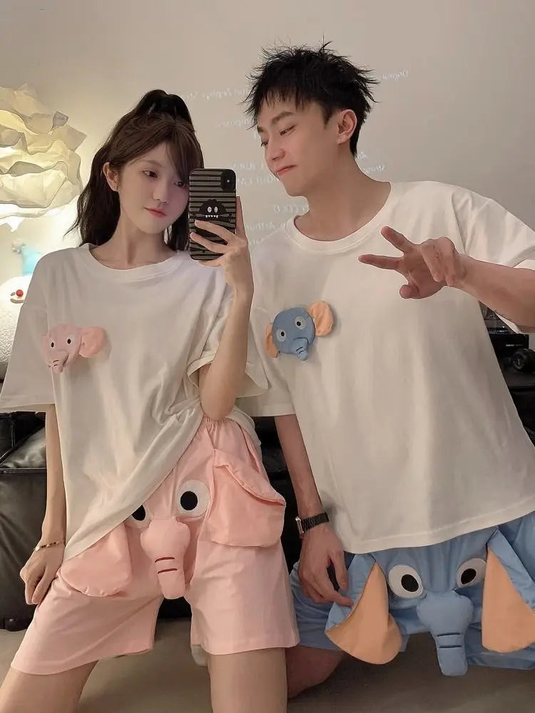 New Squeaky Elephant Shorts Pajama Pants Slit Men's Summer Cute Quirky Loose Pajamas Homewear Suit Leisure Pants