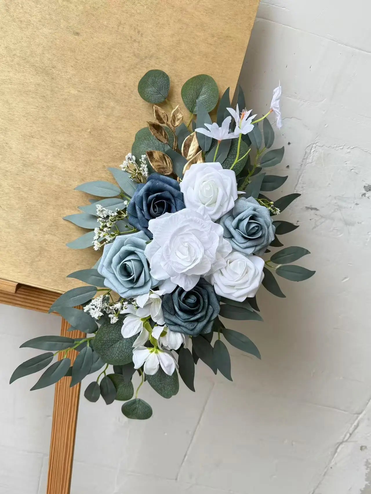 Artificial Wedding Arch Flowers Kit Boho Dusty Rose Blue Eucalyptus Garland Drapes for Wedding Decorations Welcome Sign