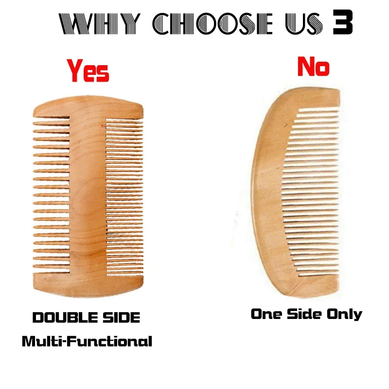 Soft Boar Bristle Wood Beard Brush Hairdresser Shaving Tool Men's Mustache Comb Kit With Bag Beard Hair Comb Set