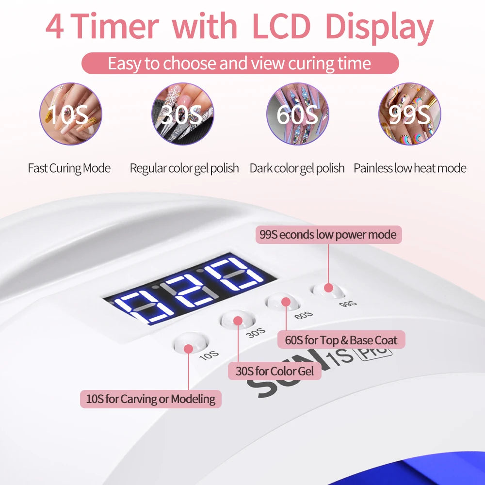 UV LED Nail Lamp Professional Salon Fast Dryer 48W with 4 Timers Automatic Sensor LCD Display for Nail Gel