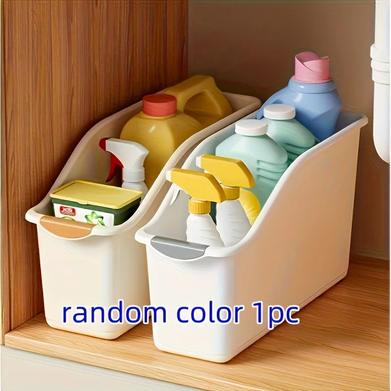 Plastic Multi-functional Storage Box Curved Design Ideal for Home Organization,suitable for Cleaning Products and Household Item