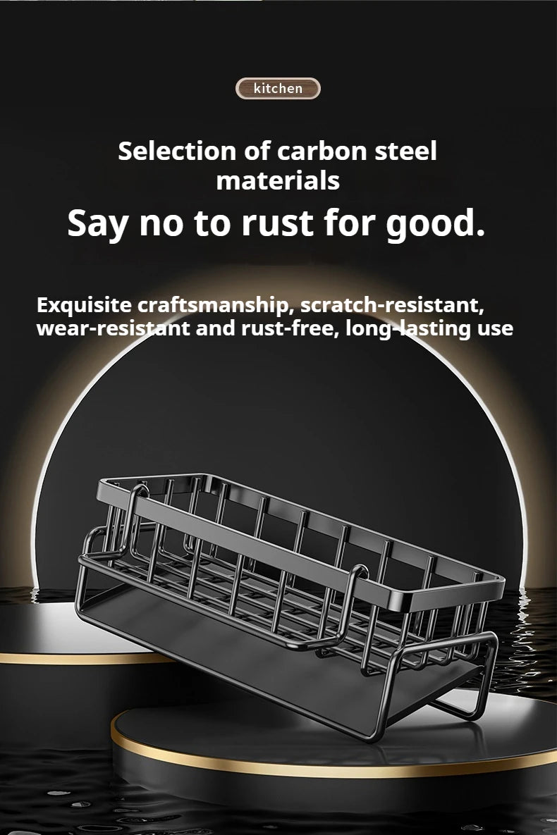 Carbon steel Kitchen Shelf Rag Storage Drainage Shelf Storage Rack Home Spice Sink Drainage dish drying rack Kitchen Accessories