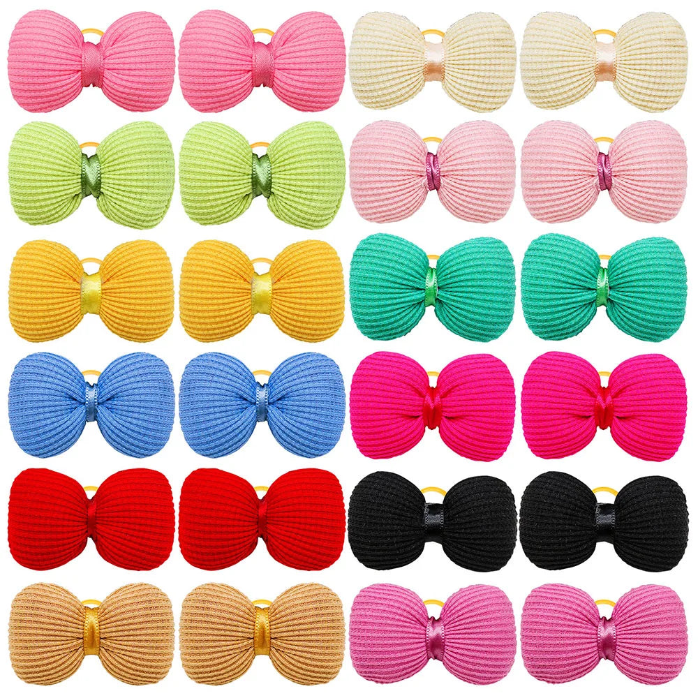 10PCS Small Dogs Bows Hair for Pets Solid Bowknot Boutique Dog Hair Bows Yorkshire Grooming Bows Puppies Accessories