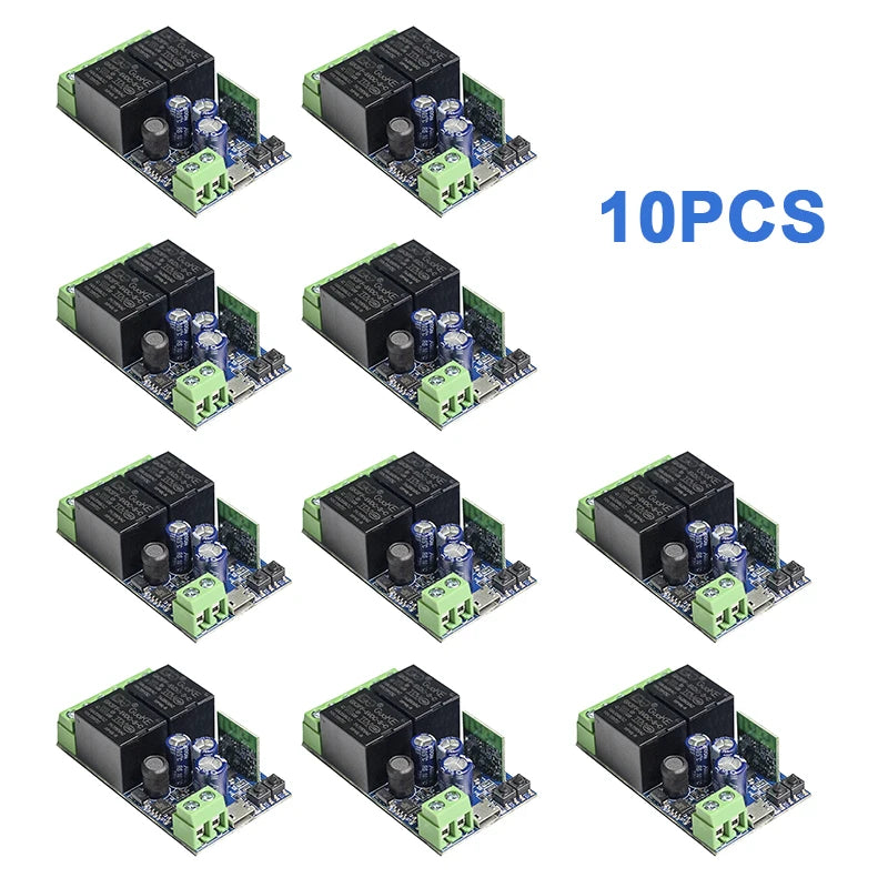 QIACHIP WiFi Smart Switch 10A DC 7-48V USB 5V 2 CH 2.4G RC with eWelink app Suitable for Curtain Motors Garage Doors LED Lights