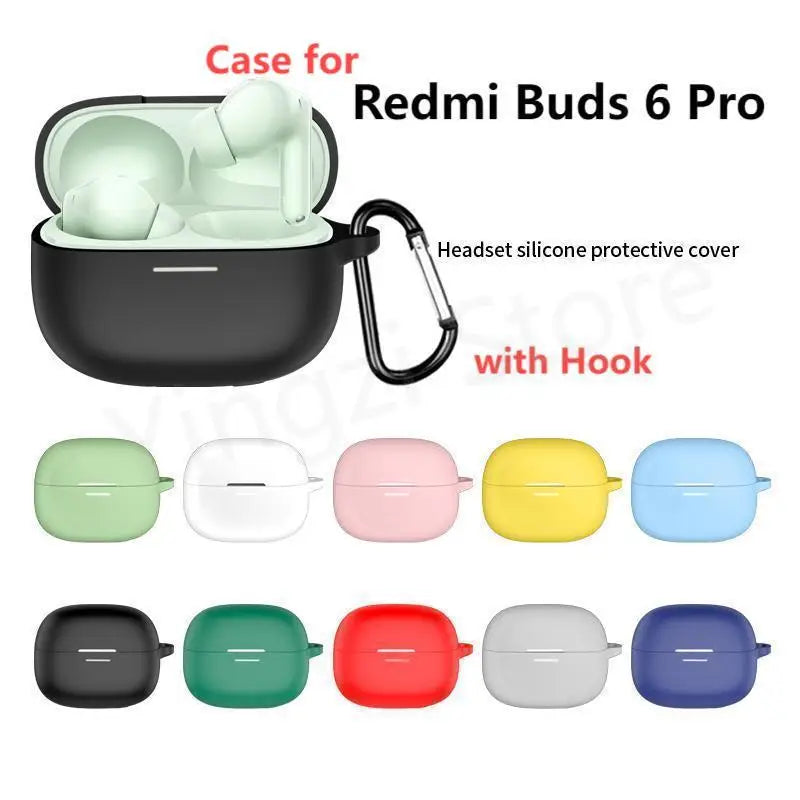 NEW Silicone Protective Case For Redmi Buds 6 Pro Headset Soft Case Charging Bag Headset Case Storage Bag with Hook