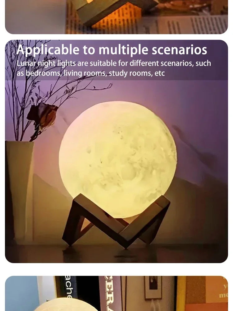 LED 8 cm Moon lamp night light Galaxy Night Light Art Painting Graffiti Birthday Gift Bedroom Living Room Decoration