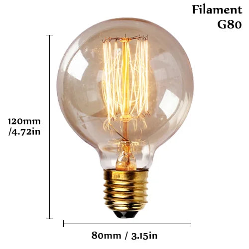 Edison Bulb E27 220V 40W ST64 A19 T45 G80 G95 G125 Incandescent Filament Bulb Lighting Retro Edison Light Bulb