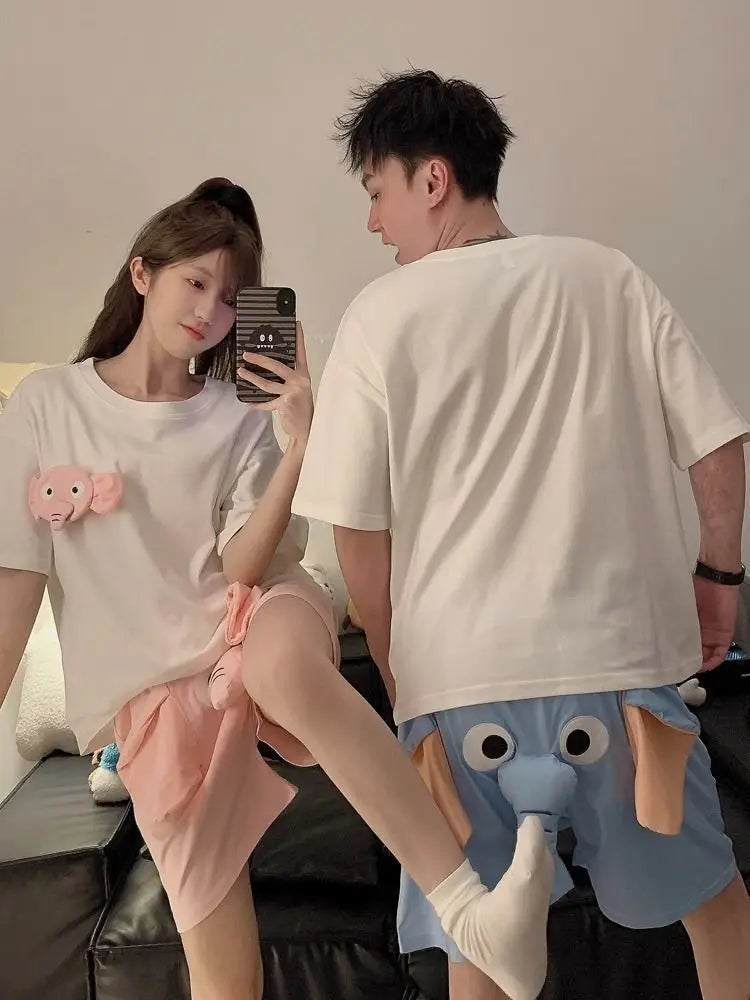 New Squeaky Elephant Shorts Pajama Pants Slit Men's Summer Cute Quirky Loose Pajamas Homewear Suit Leisure Pants