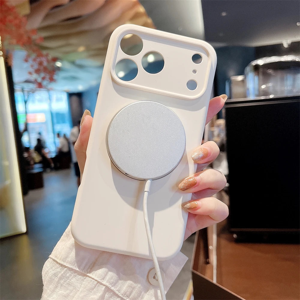 Simple INS Candy Color Liquid Silicone Case For IPhone 17Pro Max Air 16 15 14 Magnetic Rotable Bracket Lens Full-pack Back Cover