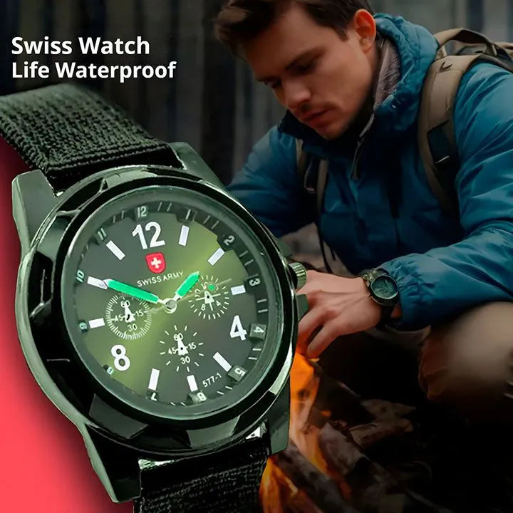 Durable Military Outdoor Sports Watch for Men with Braided Nylon Band