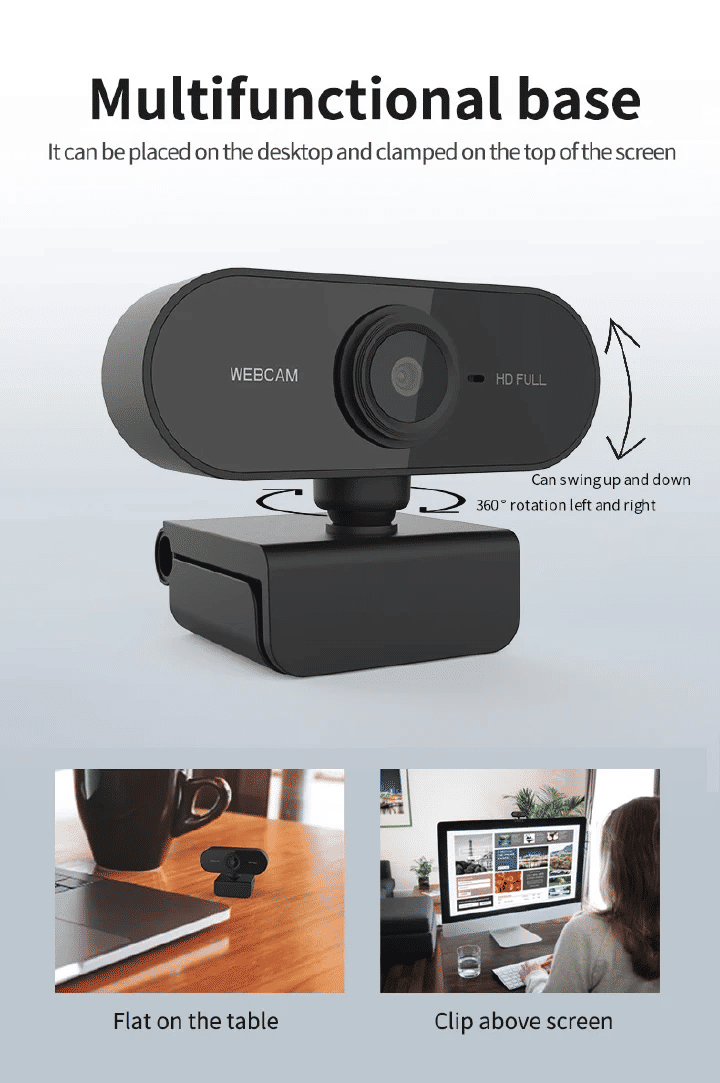 Full HD 1080P/2K USB Webcam with Built-in Microphone for PC Mac Laptop Desktop Streaming