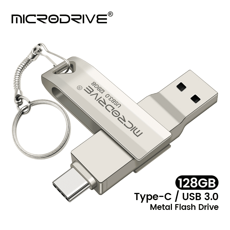 High-Speed Dual-Port Metal USB 3.0 OTG Flash Drive for Type-C & USB-A