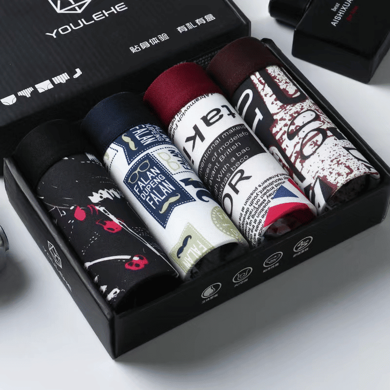 4-Pack Men's Ice Silk Boxer Briefs: Breathable, Comfortable, Fashion Print Underwear