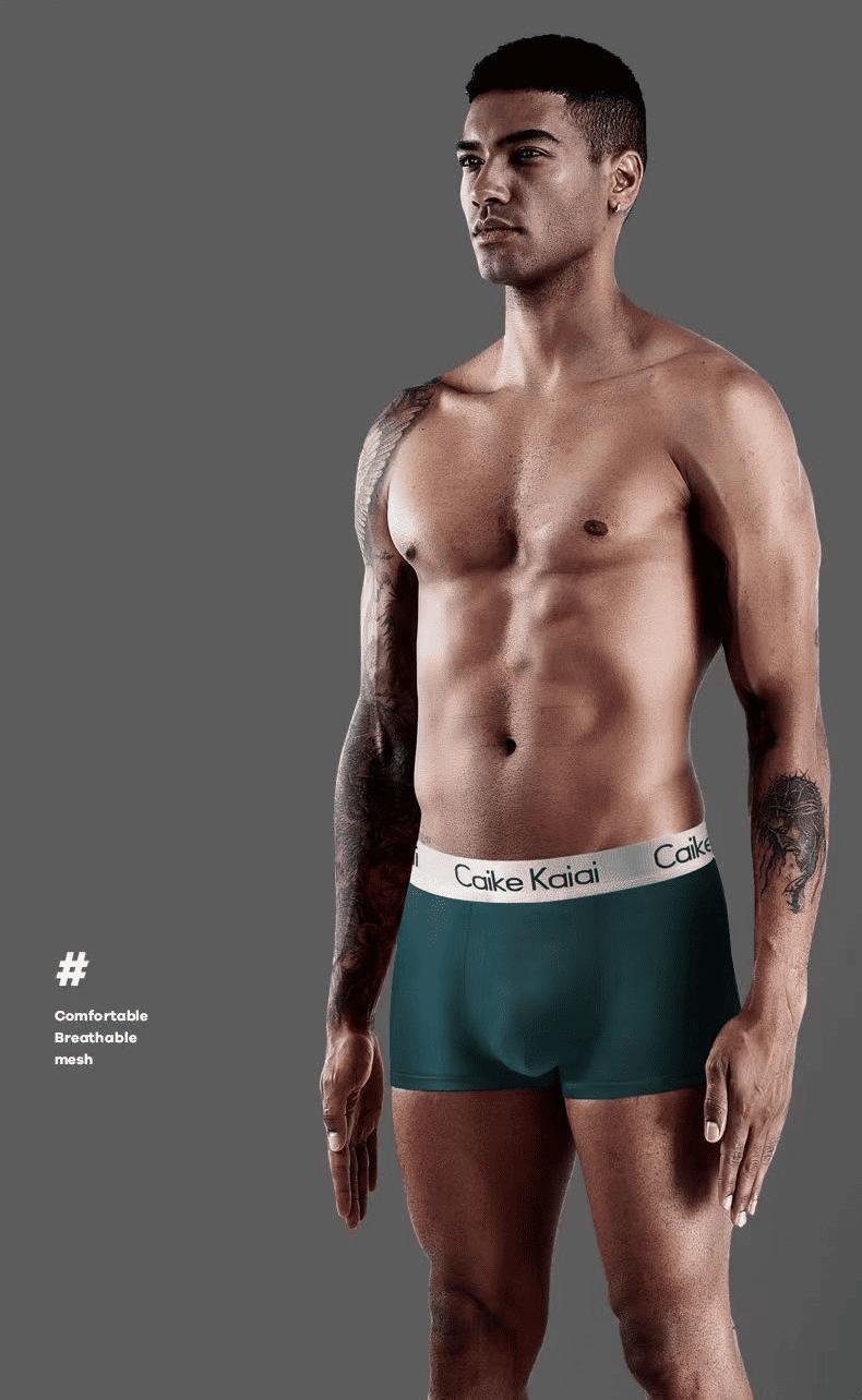 Caike Kaidi Men's 4-Pack Cotton Boxer Briefs - Antibacterial, Breathable, Youthful