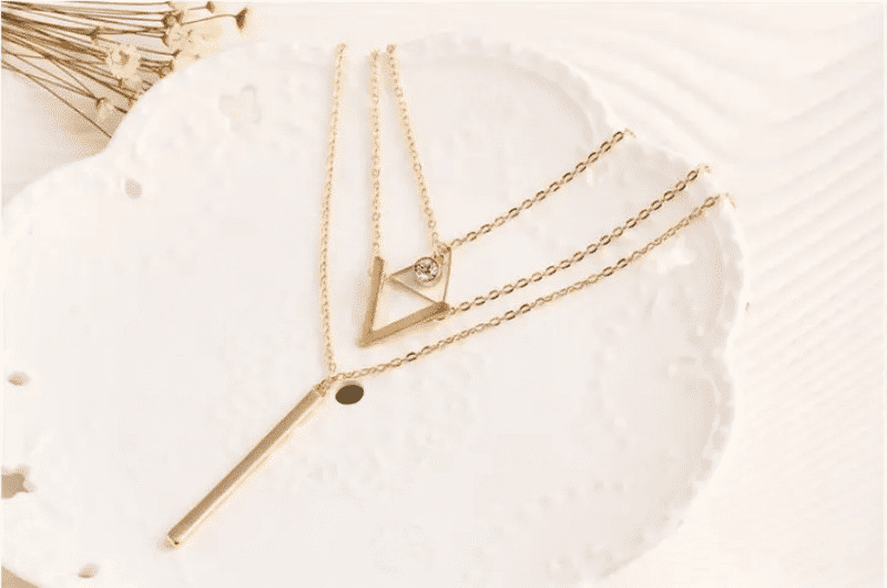 Elegant 3-Piece Multilayer Crystal Pendant Necklace Set for Women - Gold Tone