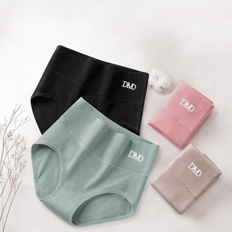 4-Pack Pure Cotton Graphene Antibacterial High-Waist Seamless Breathable Womens Panties