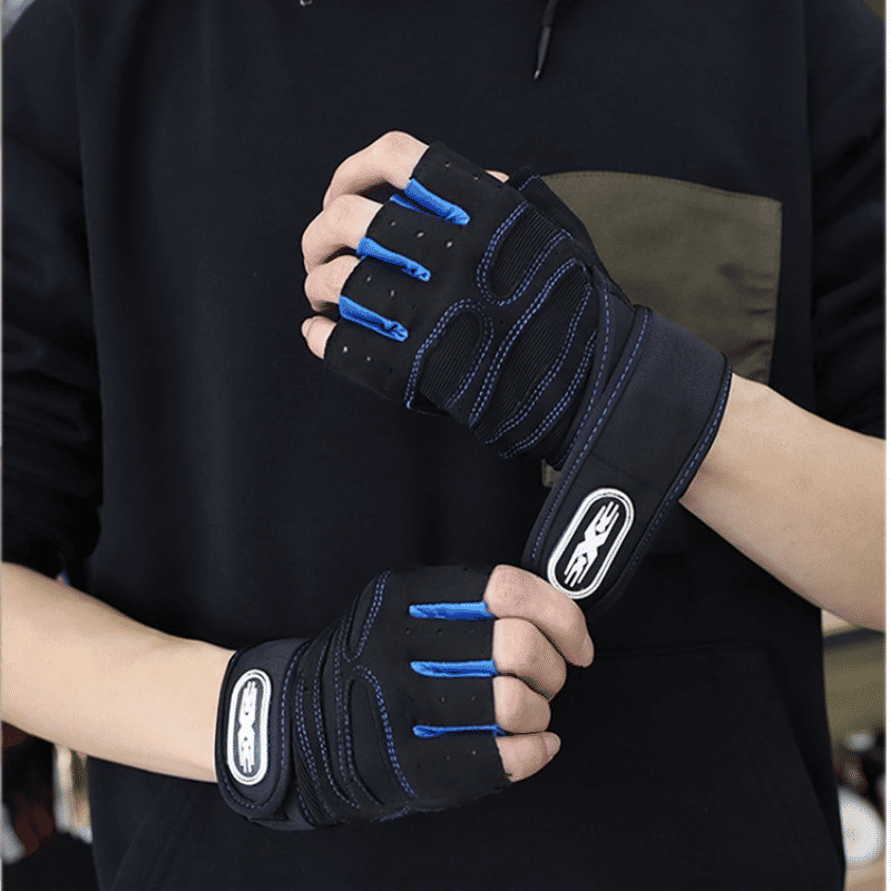 Unisex Long Wrist Half-Finger Cycling Gloves for Motorcycle Fitness Weightlifting