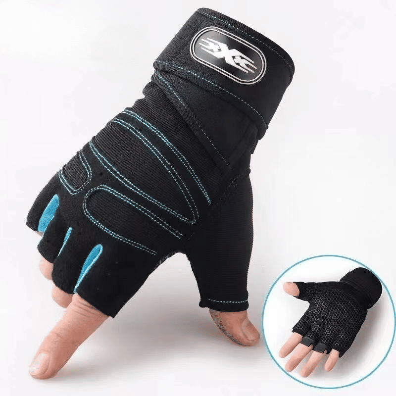 Unisex Long Wrist Half-Finger Cycling Gloves for Motorcycle Fitness Weightlifting