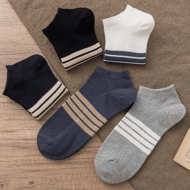 5 Pairs Men's Cotton Short Sports Sweat-Absorbing Odor-Proof Boat Socks Casual