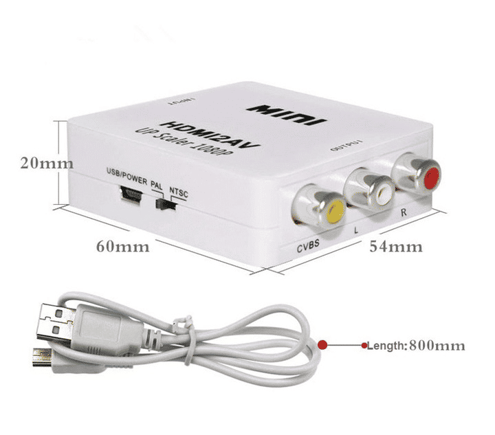 Premium HDMI to RCA AV Scaler Adapter 1080P HD Video Audio Converter Box