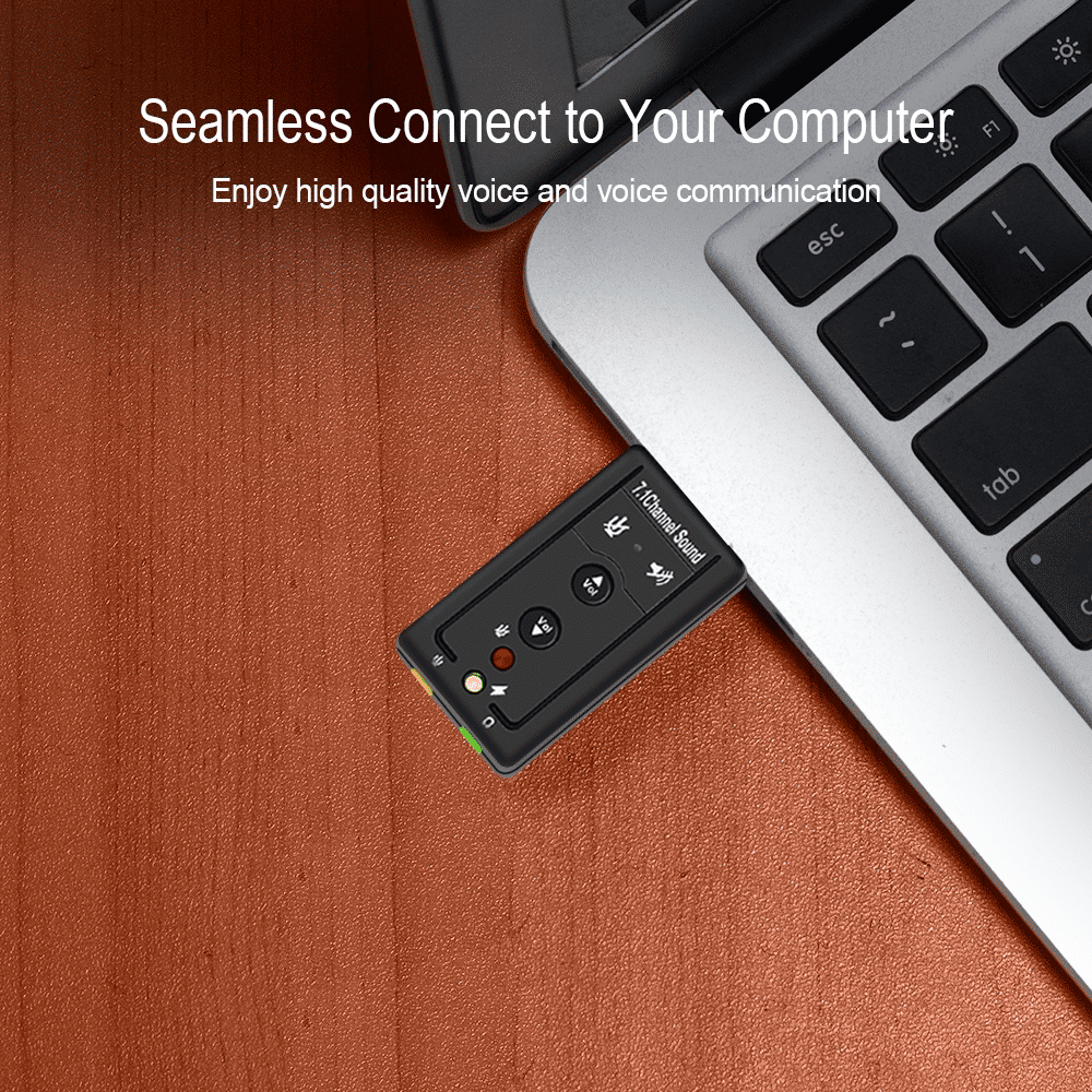 7.1 Surround USB Sound Card Audio Adapter for PC Headphone Microphone