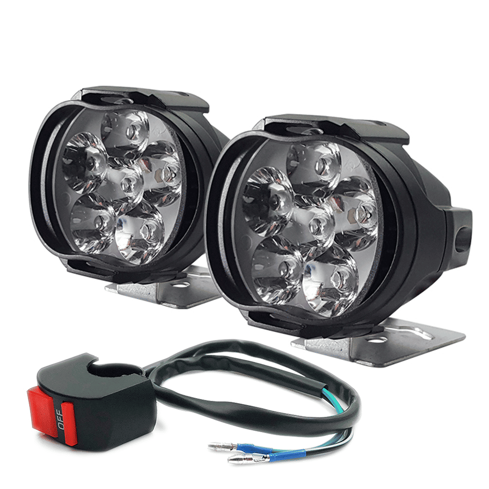 High-Power 6 LED Motorcycle Headlights Fog Spotlights Driving Lamps (2-Pack)