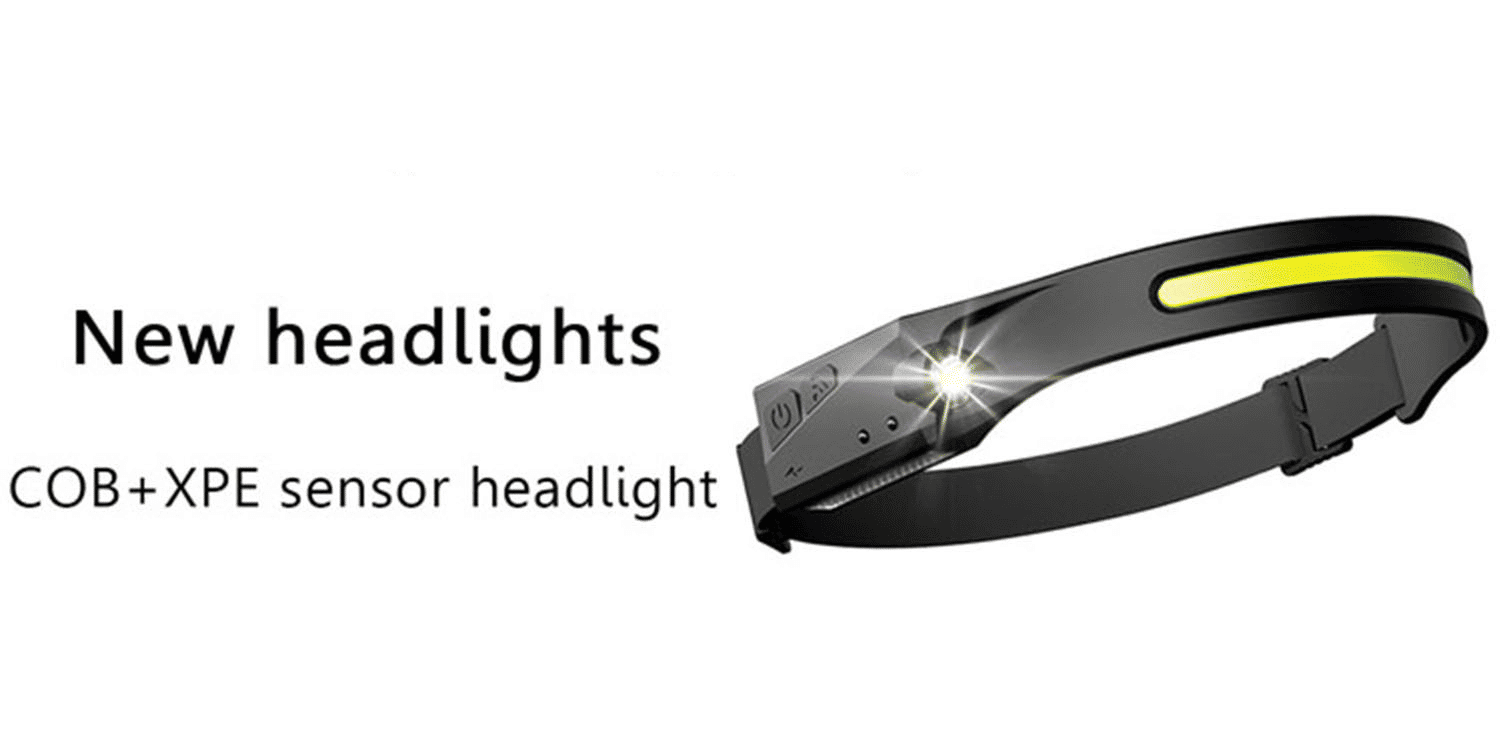 Versatile COB LED Sensor Headlamp, USB Rechargeable with 5 Lighting Modes