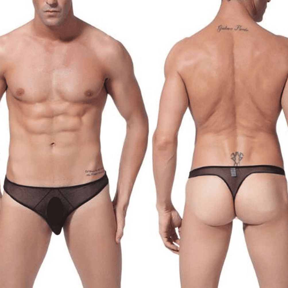 Men's Ice Silky Breathable See-Through Thong Briefs - 3 Color Pack