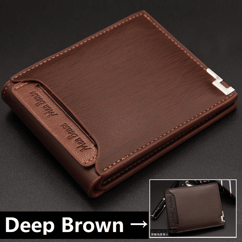 Men's Genuine Leather Slim Bifold Wallet with Money Clip and Card Holder