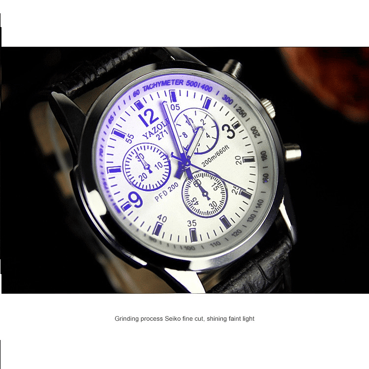 Sophisticated Men's Quartz Watch: Stainless Steel, PU Leather Strap, Water-Resistant