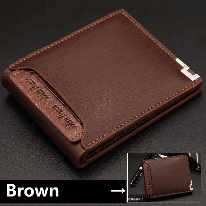 Men's Genuine Leather Slim Bifold Wallet with Money Clip and Card Holder