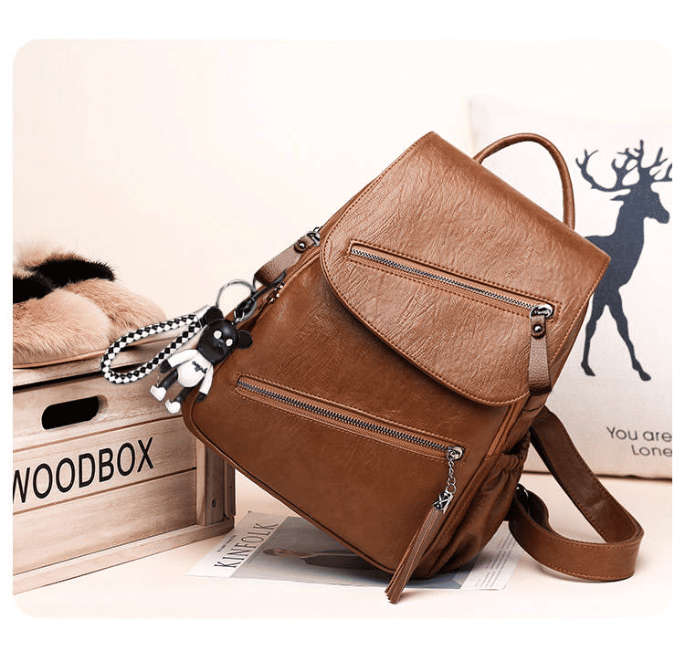 Versatile Women's Soft Leather Fashion Backpack - Large Capacity School Travel Bag