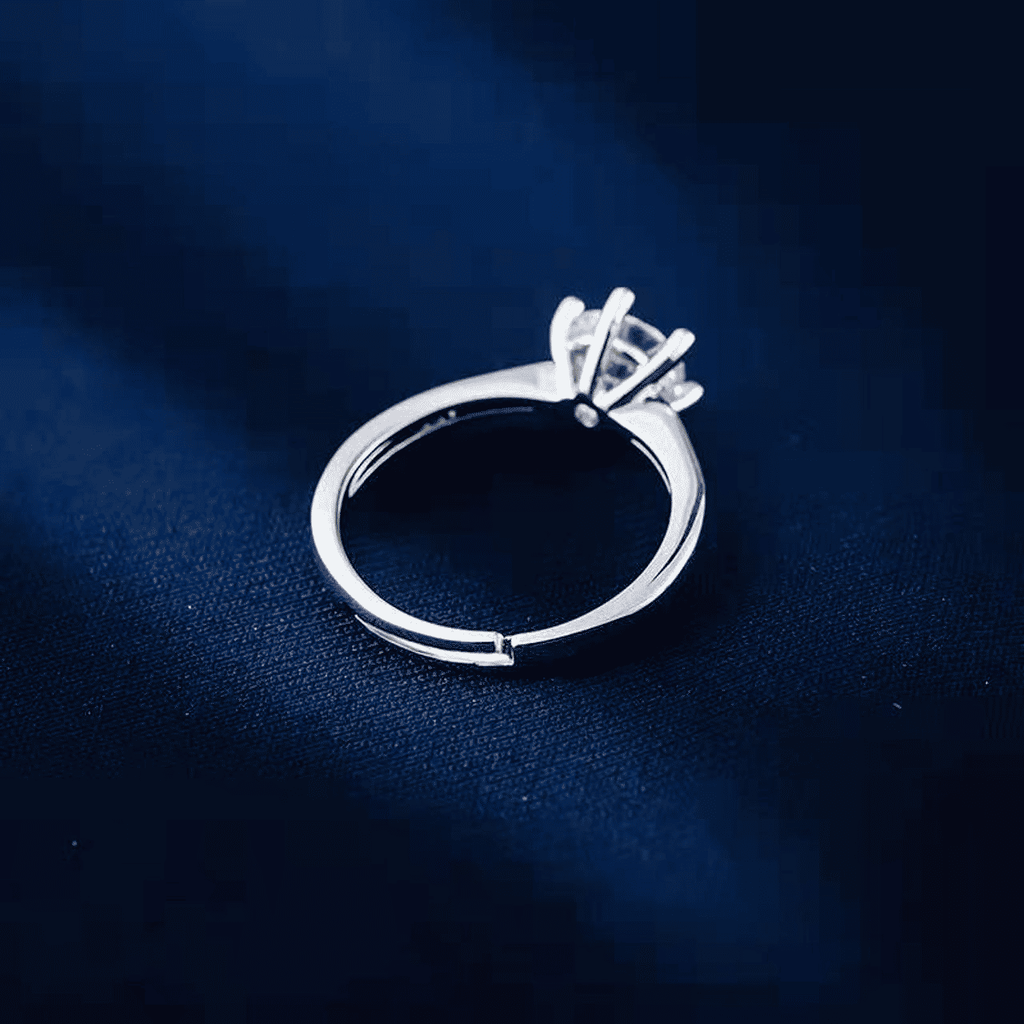 Elegant Adjustable Silver Plated Diamond Ring for Women - Wedding Engagement Gift