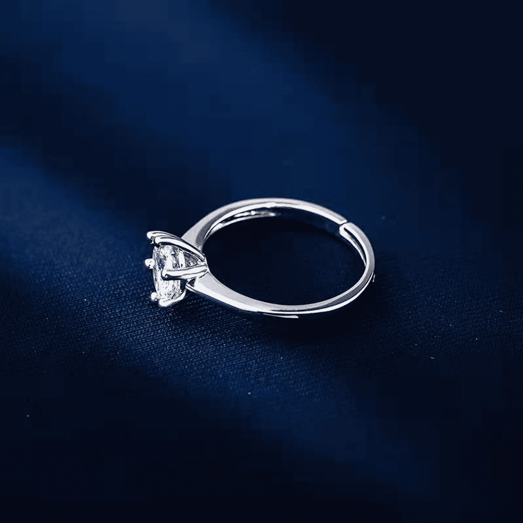 Elegant Adjustable Silver Plated Diamond Ring for Women - Wedding Engagement Gift