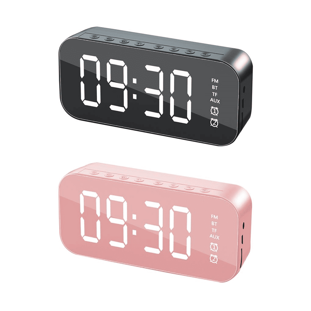 Multifunctional Wireless Bluetooth Speaker Mirror Alarm Clock with FM Radio