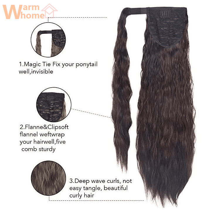 Premium 24-inch Corn Curly Wave Ponytail Hair Extension for Black Women