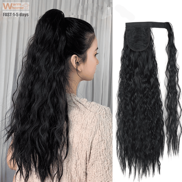 Premium 24-inch Corn Curly Wave Ponytail Hair Extension for Black Women