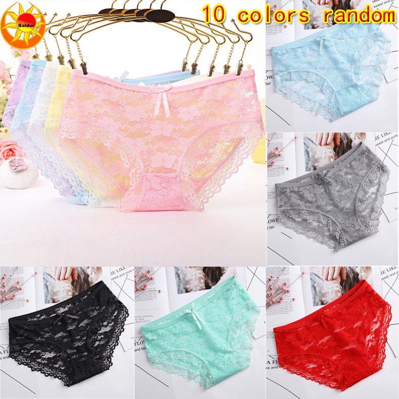 Baldur 10-Pack Women's Lace Low-Waist Briefs Multi-Color Underwear Lingerie Panties