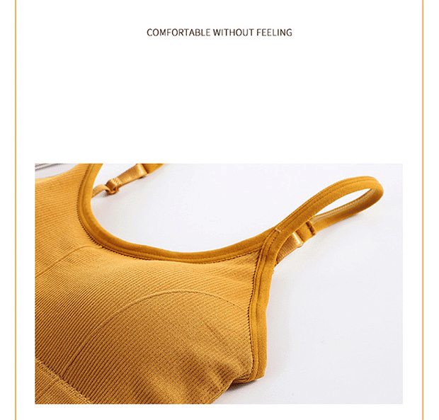 Seamless Wireless Padded Crop Top Bra - U-Back Sling Vest with Removable Pads