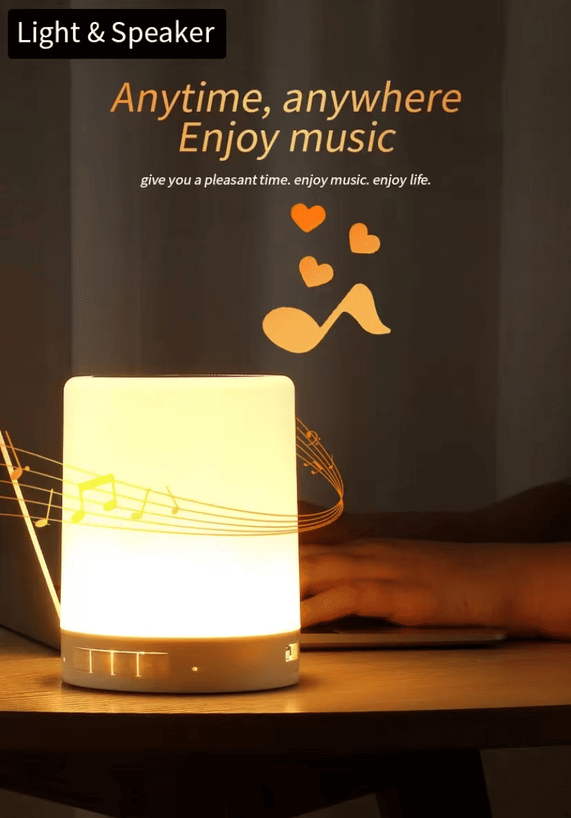 Y38 Smart Wake-Up Light, Touch Control, White Noise, 8 Alarm Bluetooth Speaker