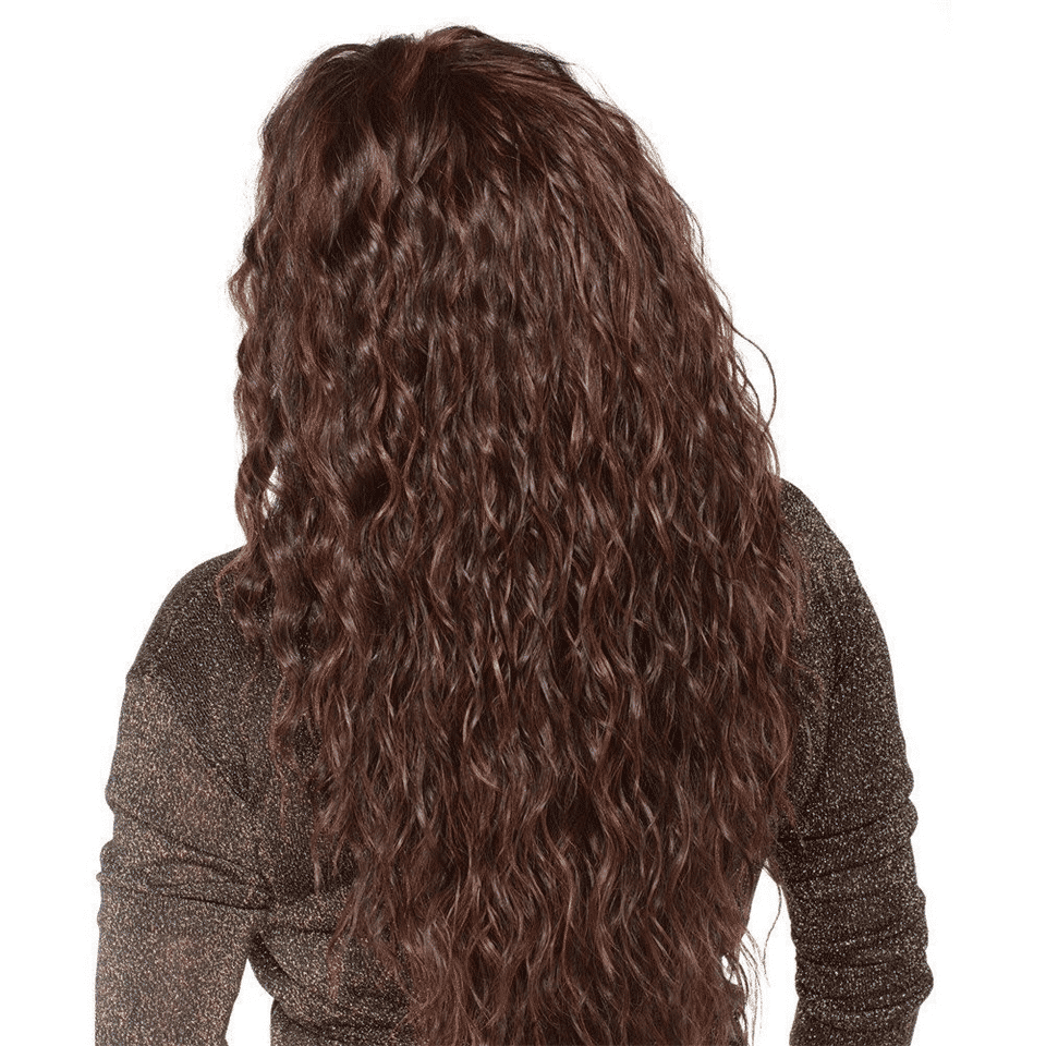 FBK Lady Dark Brown Curly Long Synthetic Wig - 26 Inch Fashion Hairpiece