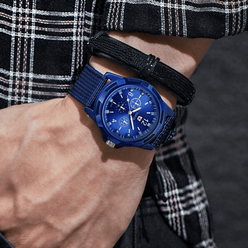 Durable Men's Military Outdoor Sports Watch - Braided Nylon Strap, Quartz Movement